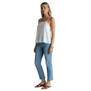 Madewell Seersucker Apron Tank Top Textured Ivory/Lighthouse Relaxed Large Strap